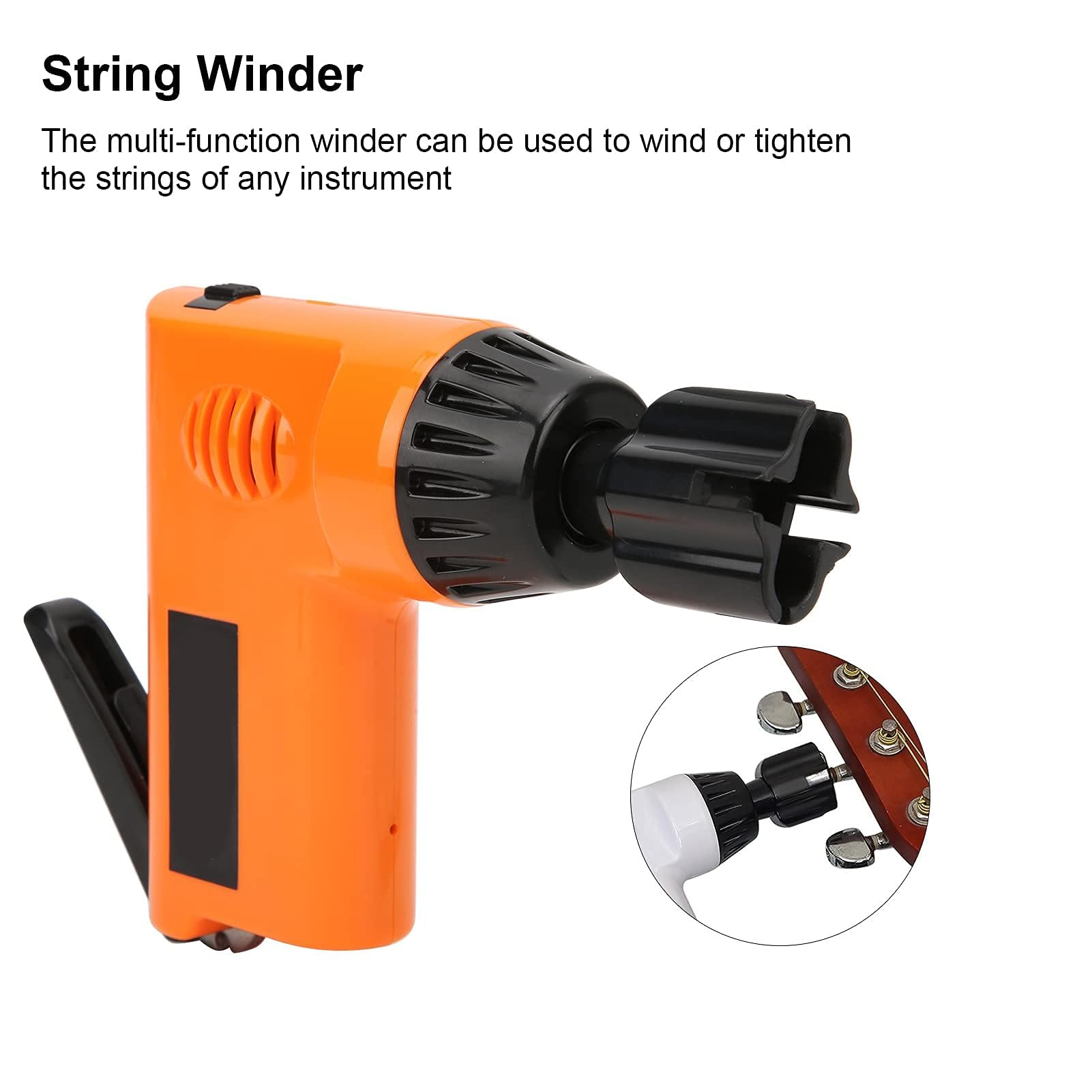 Coupe-Cordes de Guitare Électrique, Multifonctionnel Enrouleur de Cordes Outil d'entretien de Guitare Accessoires d'Instruments pour Guitare Basse Ukulélé 2.7‑4.3V(Orange)
