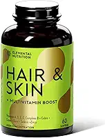 Elemental Nutrition Hair & Skin – Suplemento para Cabelo, Pele e Unhas com Biotina, Vitaminas A, C, D, E, Complexo B e Minerais – Força e Crescimento – 60 cápsulas