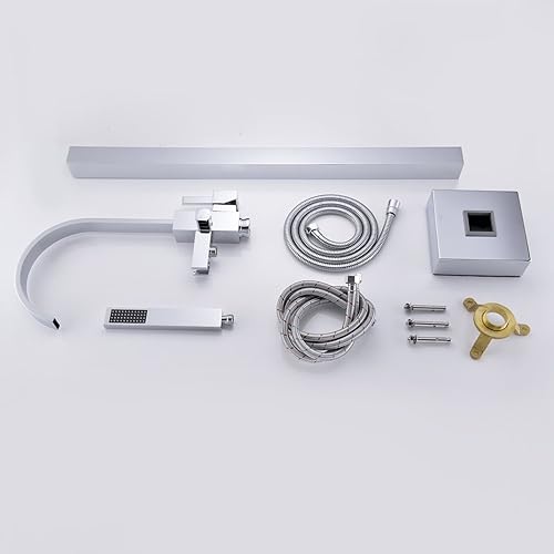 Miniatura 7 de Llenador de bañera independiente Grifo de bañera Grifos montados en el piso cromado con ducha de mano