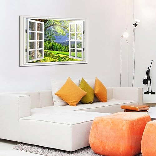 Miniatura 3 de KREATIVE ARTS Lienzo impreso para pared, marco de ventana, luz solar sobre la colina, paisaje de árbol, decoración de pared, impresión giclée