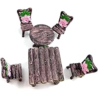 6 PCS Miniature Table and Chairs Set, Fairy Garden Furniture Ornaments Kit for Dollhouse Accessories Home Micro Landscape Decoration Garden Miniatures