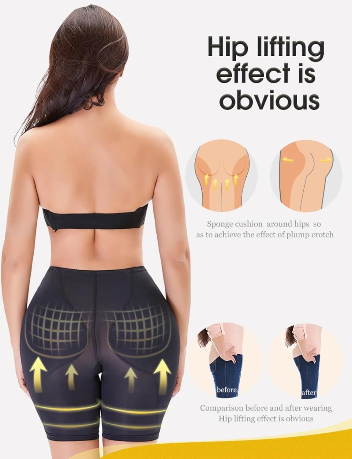 Sexy Buttocks Pad Hip Enhancer Shapewear Panties Low Waist Body Shaper Butt Pad Underwear Removable Booty Hip Pads