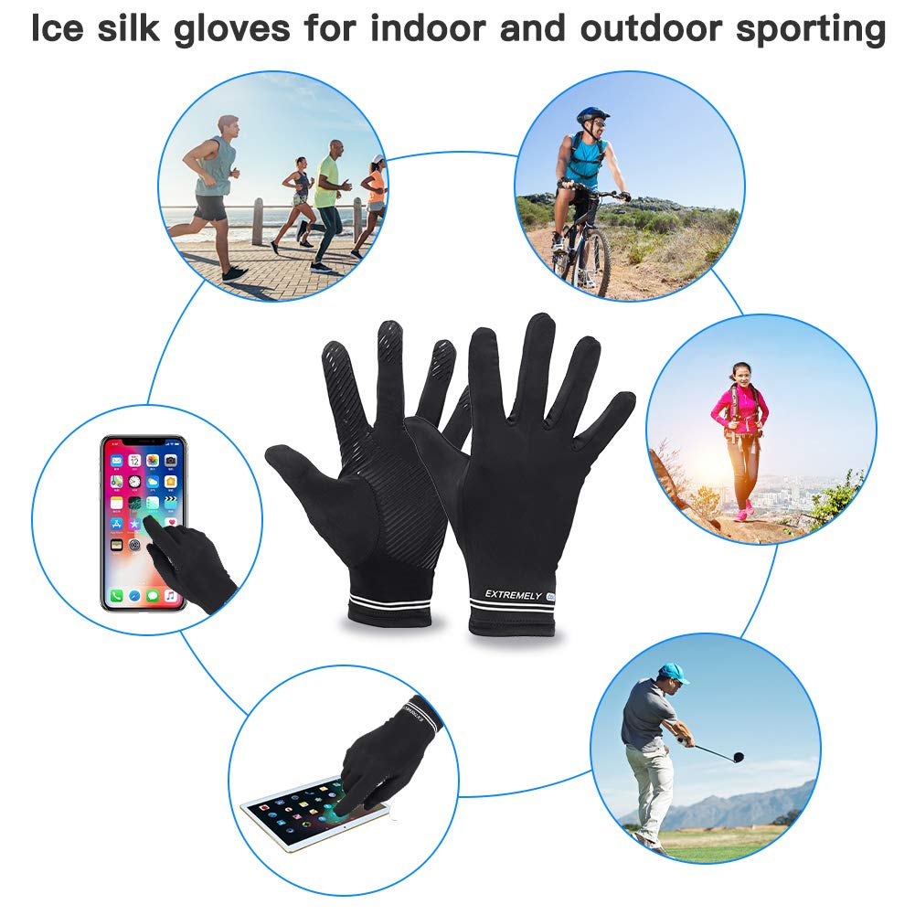 BARCHI HEAT Laufhandschuhe Herren Damen, Kühlung Vollfinger Ice Silk Arbeitshandschuhe mit Palm Anti-Rutsch Sonnenschutz zum Radfahren Wandern Fahren Outdoor Sport