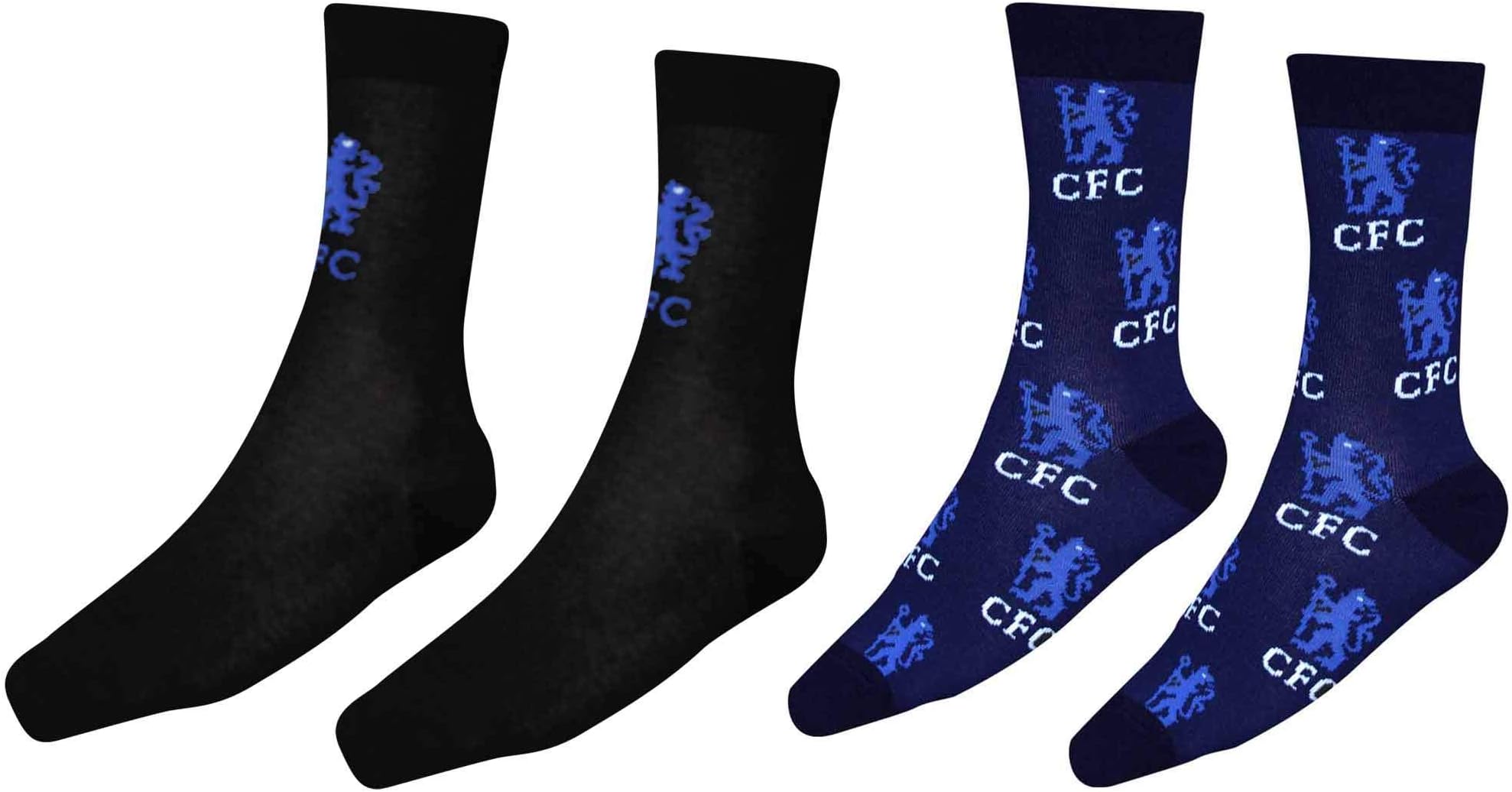 Official Twin Pack of Mens Chelsea Football Crest Dress Socks (Adults Size 8-11), Chelsea Mens Gift Socks, Chelsea Champions Socks Gift Set