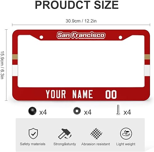 Miniatura 3 de San Francisco - Marco de matrícula de automóvil personalizado, 2 unidades, soportes de aluminio personalizados, marco universal para placa de