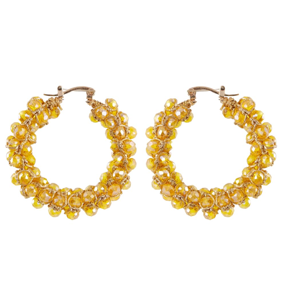 University Trendz Yellow Crystal Beaded Hoop Earrings for Women & Girls (B0CGHWWQQ7) Amazon Price History, Amazon Price Tracker