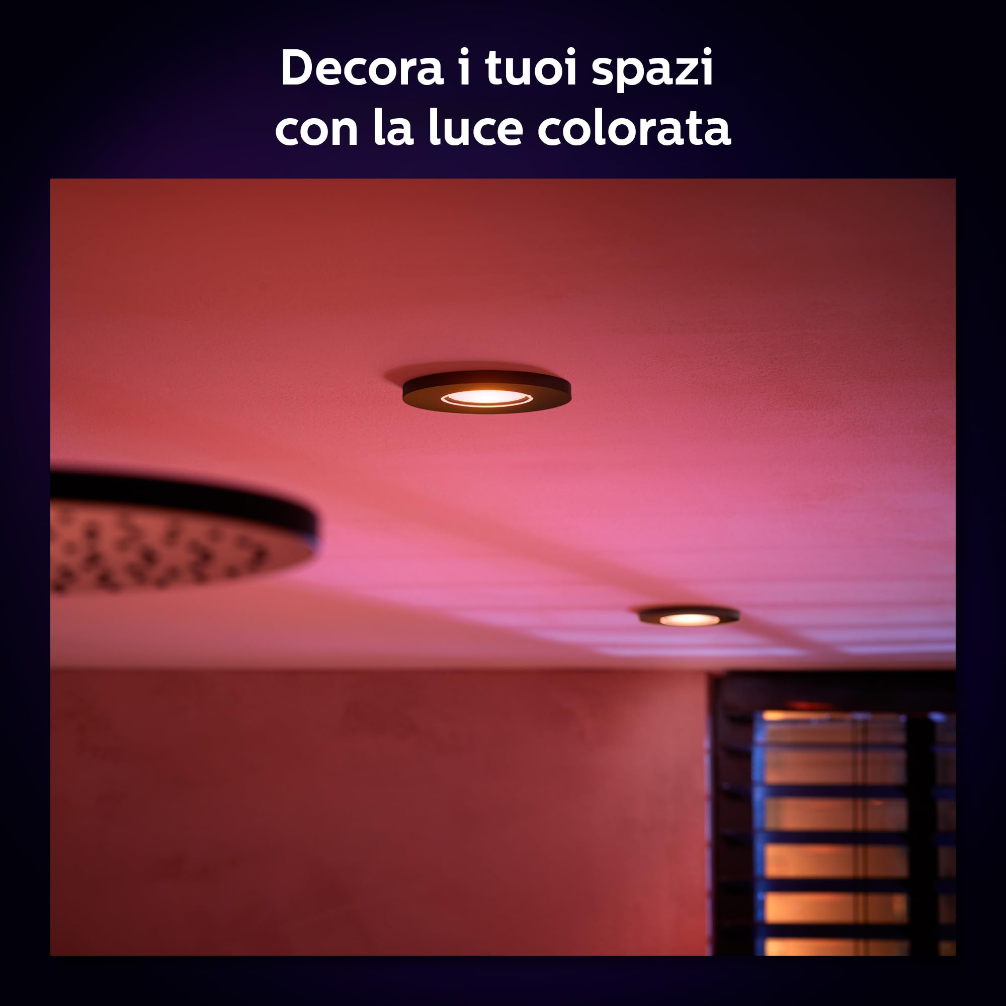 Philips Hue Xamento, Faretti da incasso LED smart, Confezione da 3, Nero | Luce bianca e colorata, Dimmerabile, 16 milioni di colori, Smart Home, Controllo vocale e via app, Per bagno, GU10