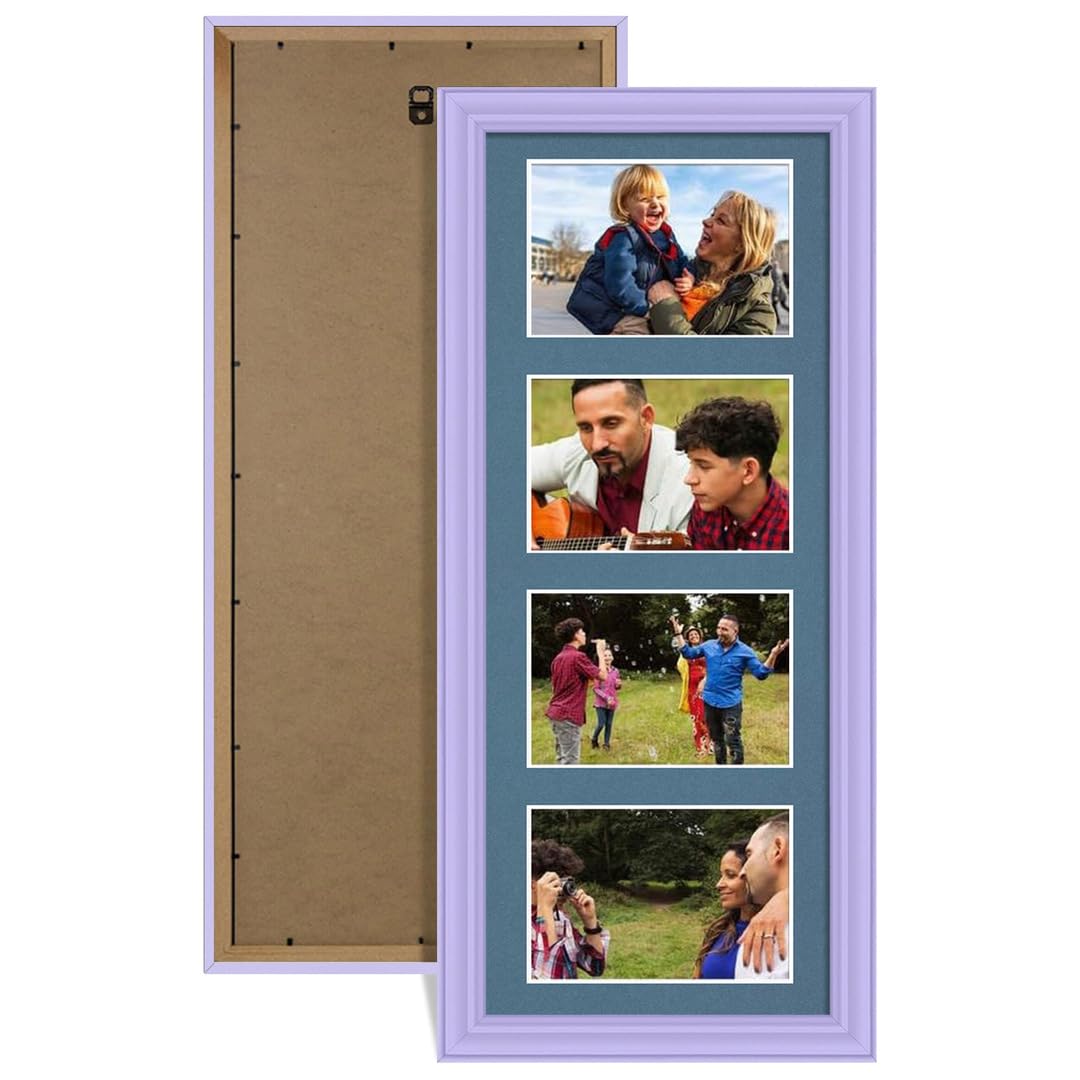 Procut Global 50X20CM Purple Photo Frames For Multiple Pictures with Pompadour Mount-Classic Collage Frame with 4 Apertures (4x) 6X4-Engineered Wood with Shatterproof Perspex