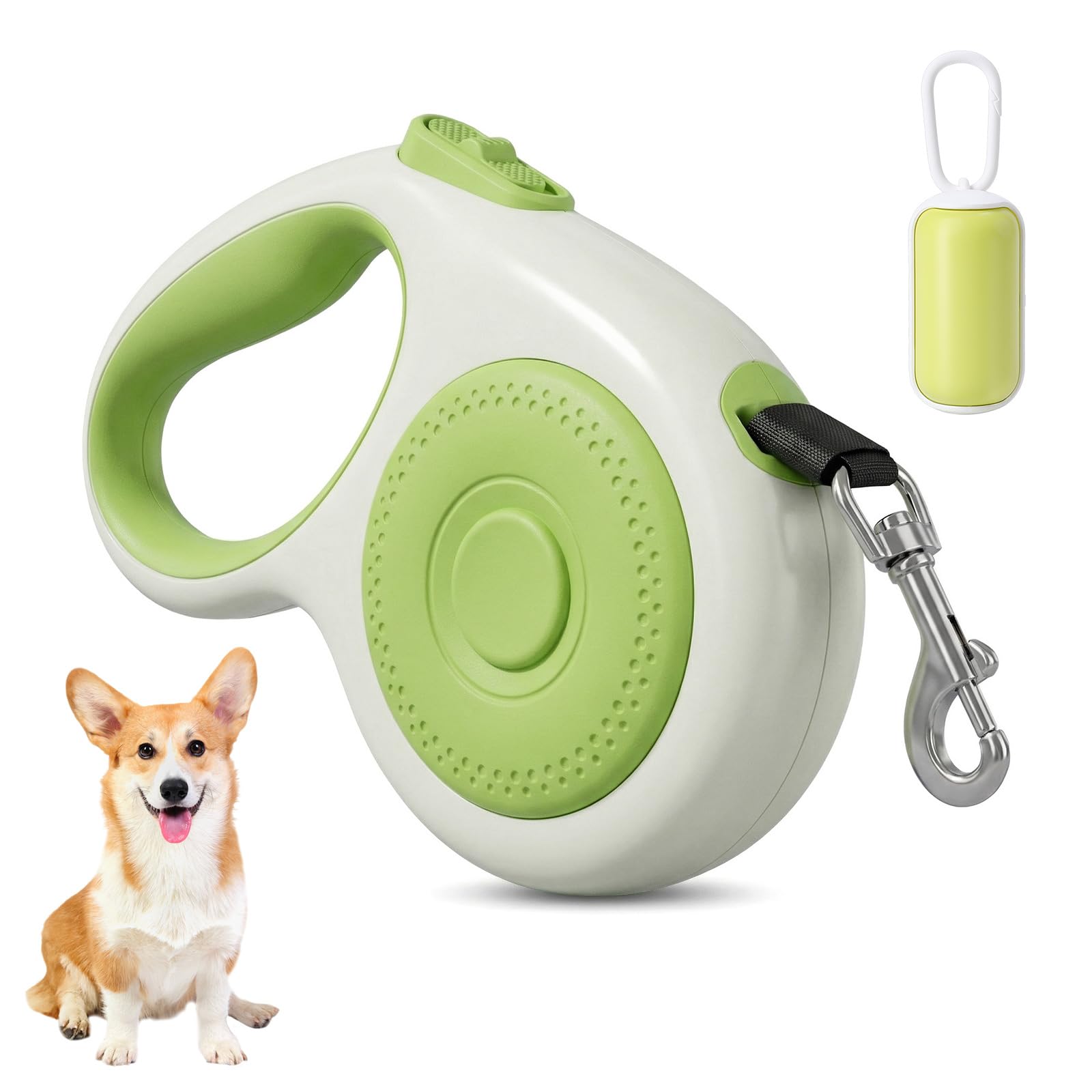 Retractable Dog Lead with Poop Bag Holder - 5M Extendable Dog Lead Tangle-Free Retractable Dog Lead, One-Handed Brake Flex Lead 360Β° Tangle-Free Extendable Dog Lead for Small Medium Dogs
