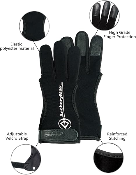 ArcheryMax Gants de tir à l'arc à 3 doigts pour enfants/adolescents/adultes - 5