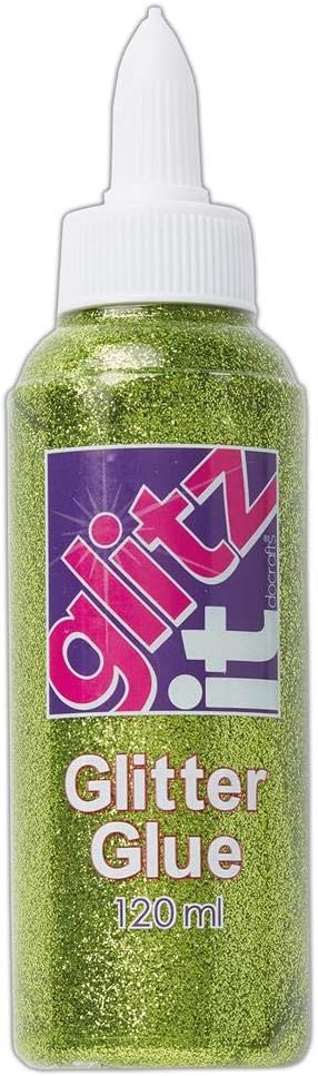 Glitter Glue, Vibrant Green, 120ml, Twist Nozzle Bottle, Ideal Kids Craft, Shimmer Glue for Art & Craft Projects, Wedding Invitations, Card Making, Art Set