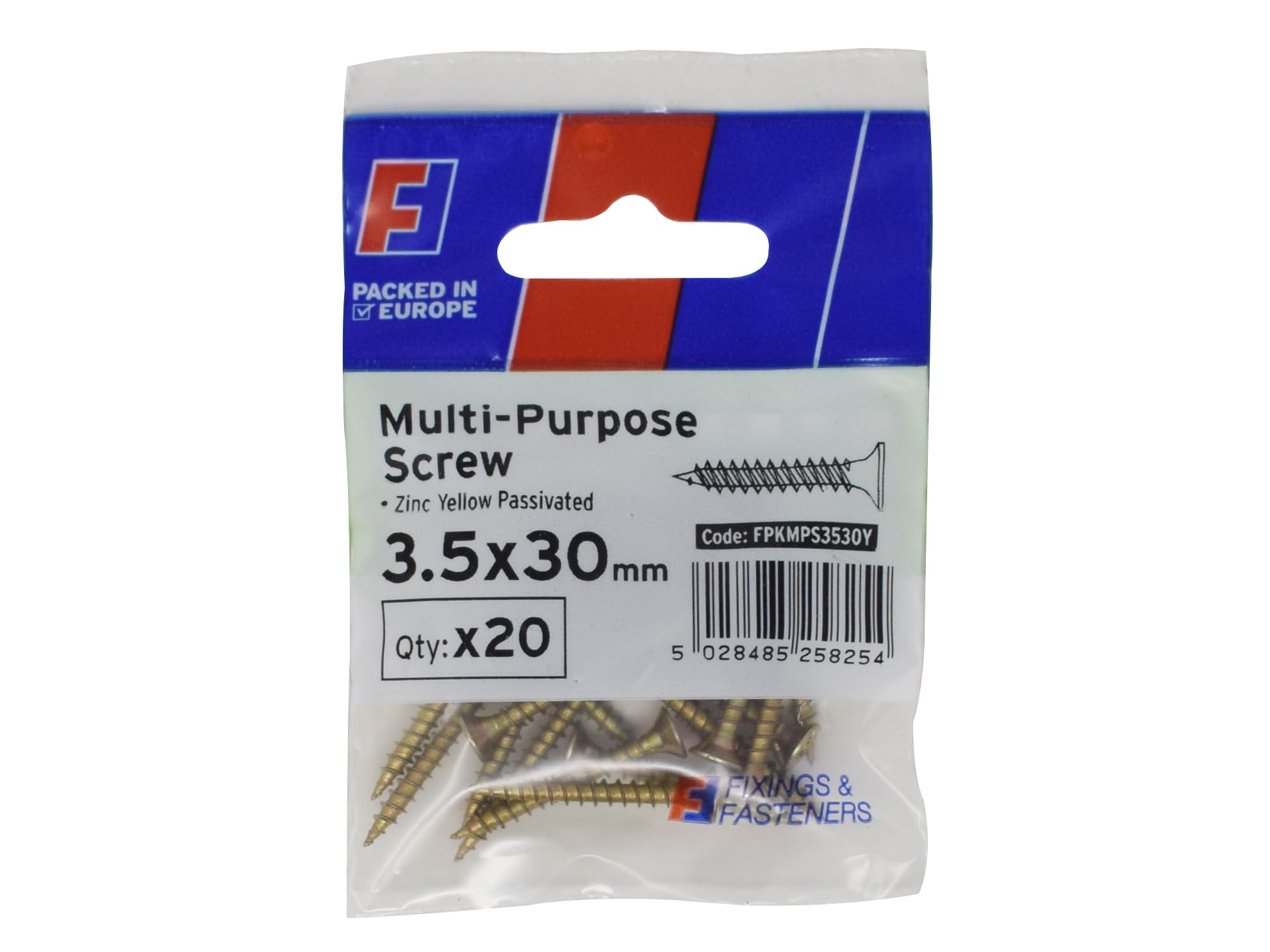 Forgefix Yellow Fpkmps3530y Multi-Purpose Pozi Screw Csk St Zyp 3.5 X 30Mm Forgepack 20
