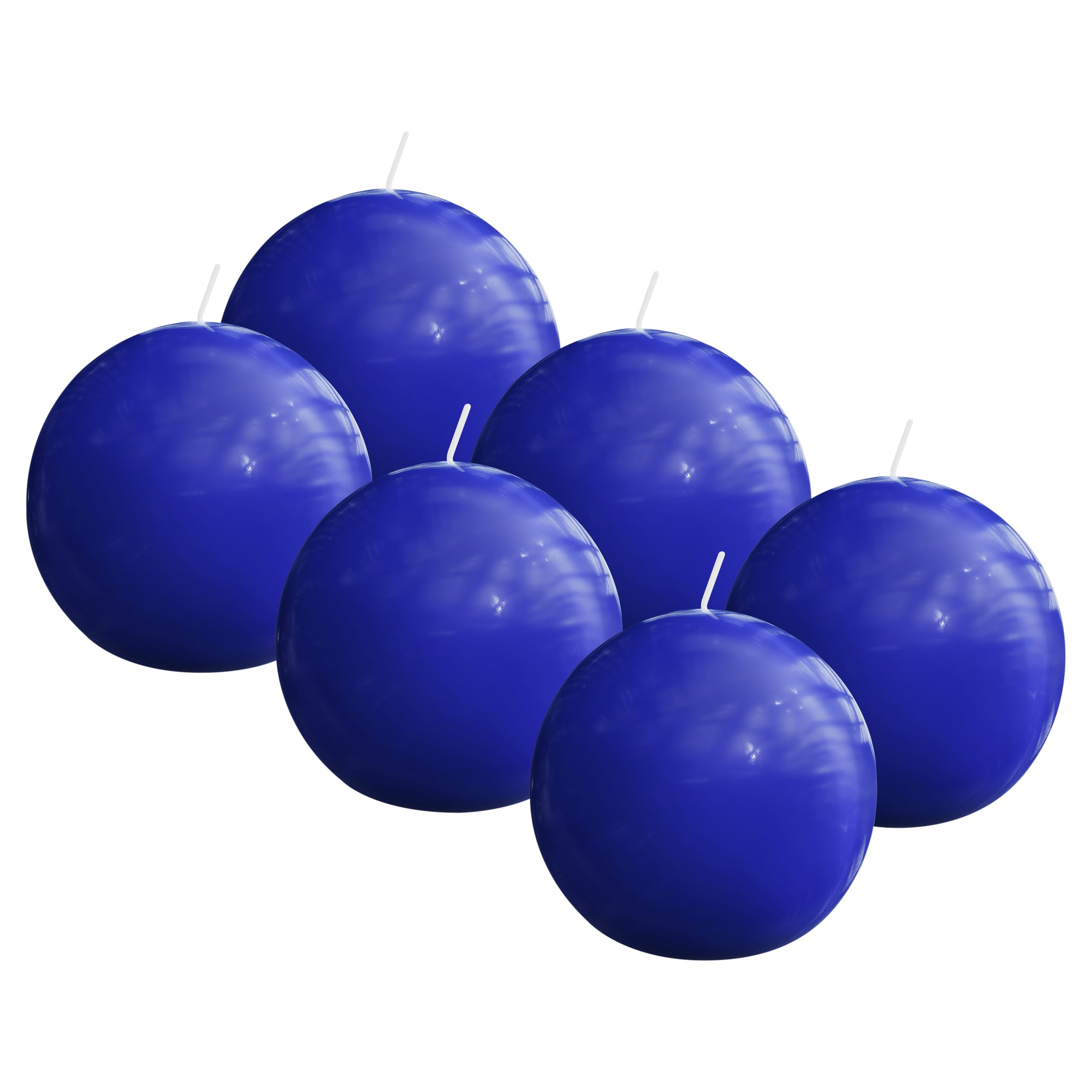 Bolsius - Smooth Ball Candle - Blue Shiny - 2.8 in - Pack of 6-16 Hours - Decorative Candles - Without Palm Oil - with Natural Plant Wax