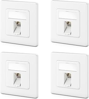 deleyCON CAT7 Netzwerkdose 1 Port 10 Gigabit Unterputz, 4 Stück - Weiß