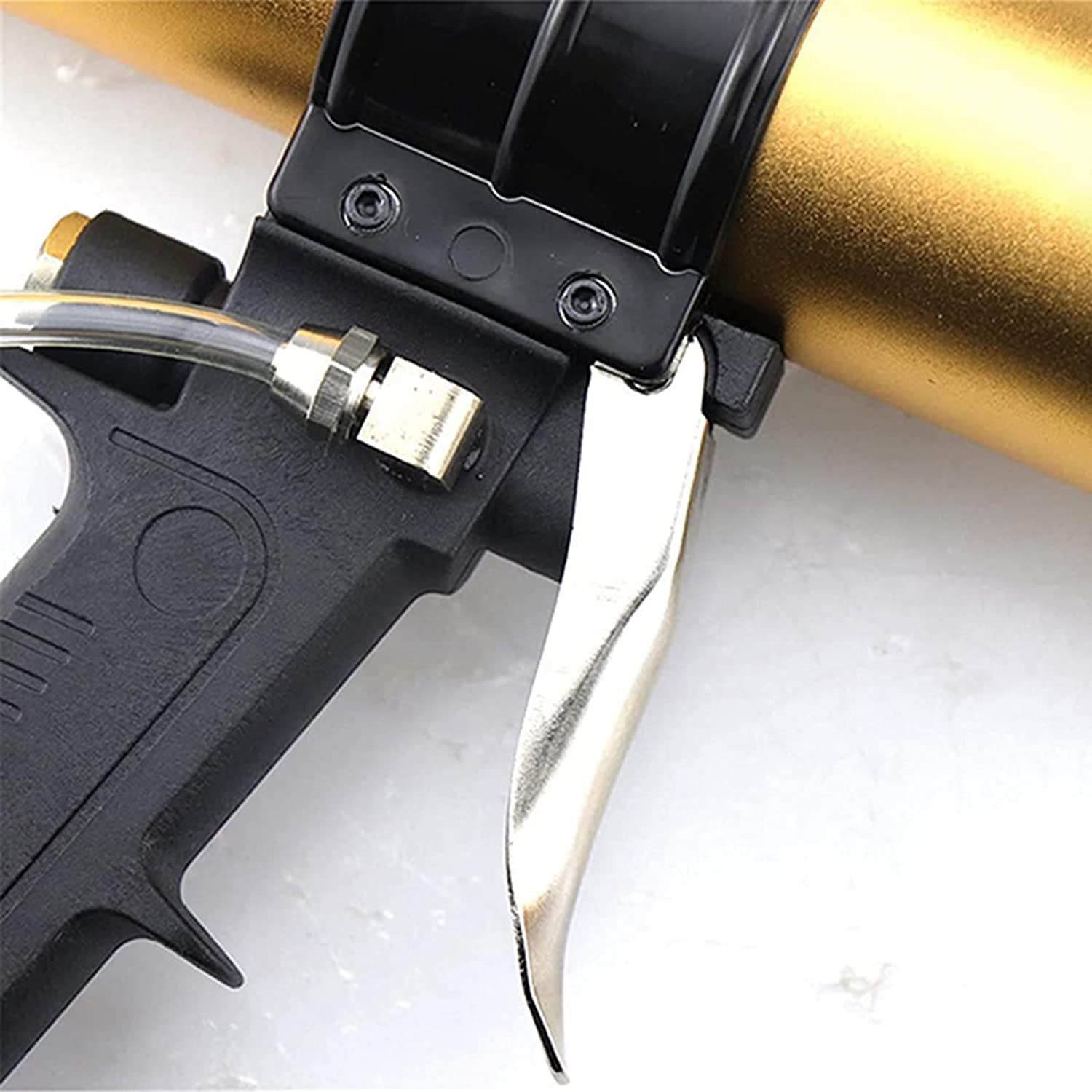 Pneumatyczny pistolet do klejenia/uszczelniania szkła o pojemności 600 ml, pistolet do silikonu uszczelniającego, automatyczny pistolet do klejenia płytek z regulowanym ciśnieniem i niskim poziomem