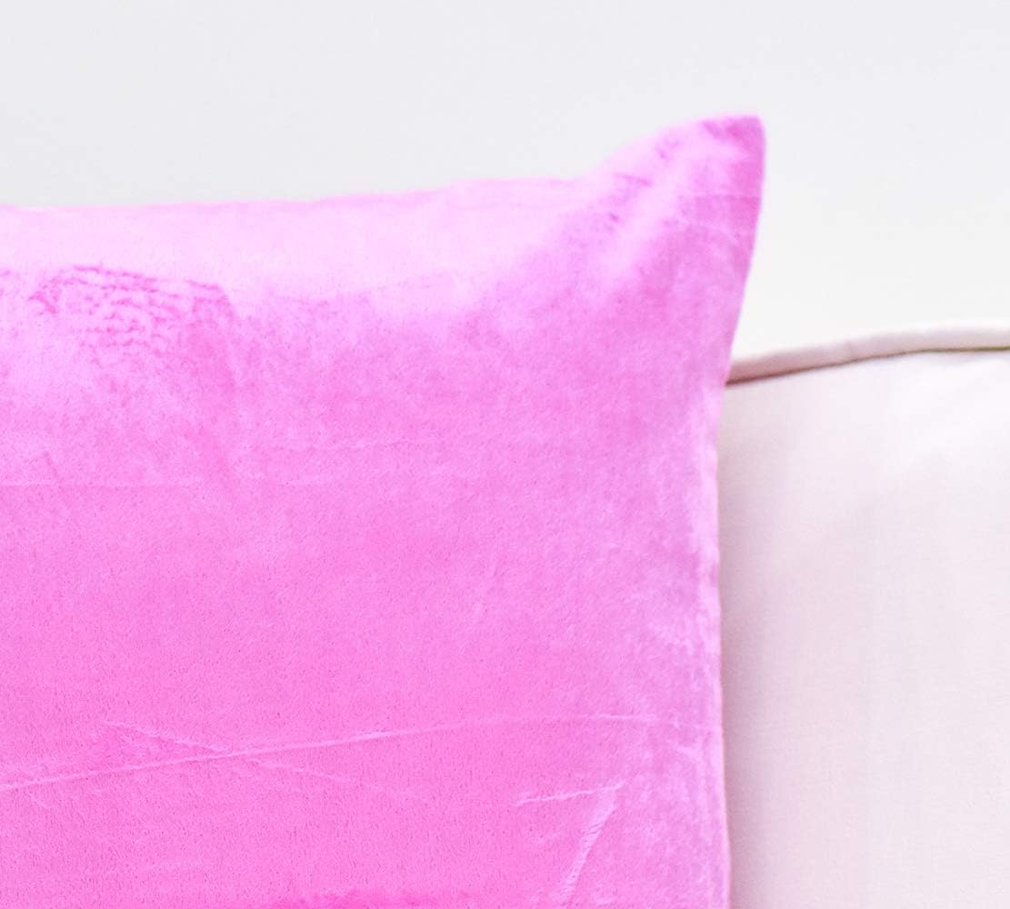 The White Petals Pink Decorative Pillow Covers (Solid Faux Velvet, 20x20 inch, Pack of 2)