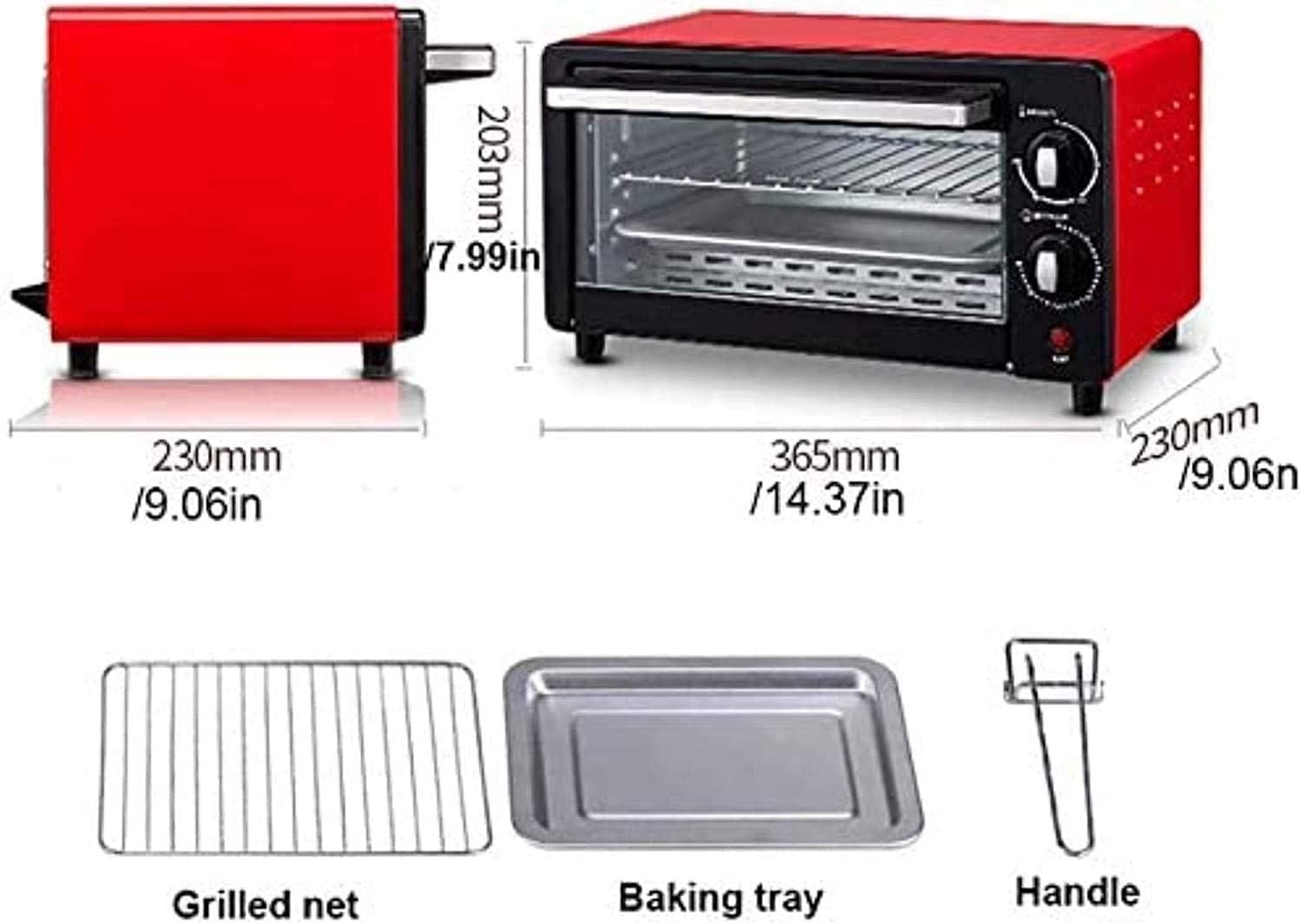 mini forno elettrico e grill, nero