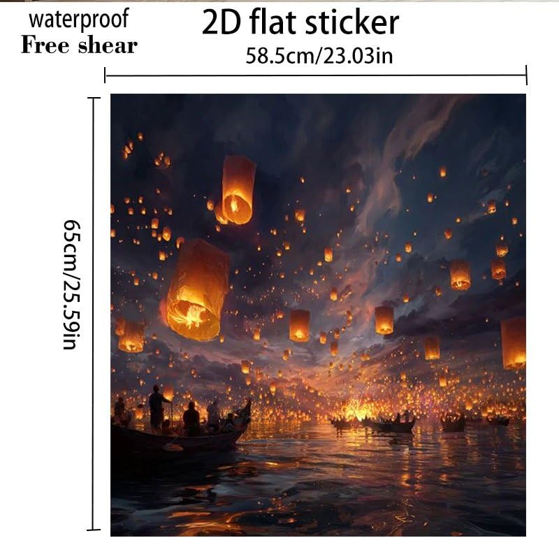 KittyAnie 2pcs Dishwasher Sticker, Decals, Dreamy Lantern - Waterproof and Oil-Resistant Stickers, Suitable for Dishwasher Surfaces, Washing Machine Surfaces, Refrigerators, Cabinets, Room Doors, and 1