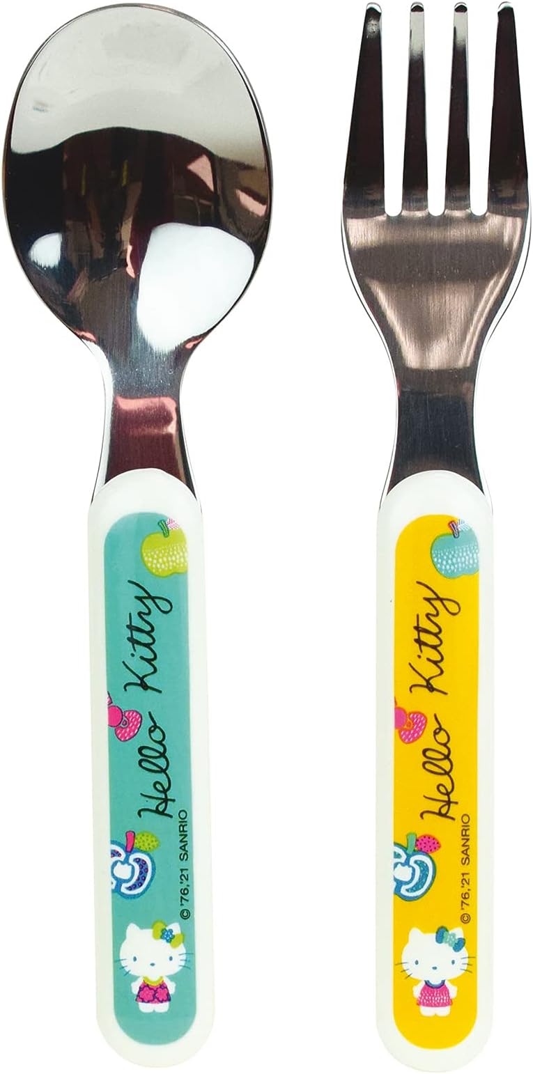 FUN HOUSE Hello Kitty Stainless Steel Cutlery Set Including Fork and Spoon Height 13.5 x Length 3 cm for Children