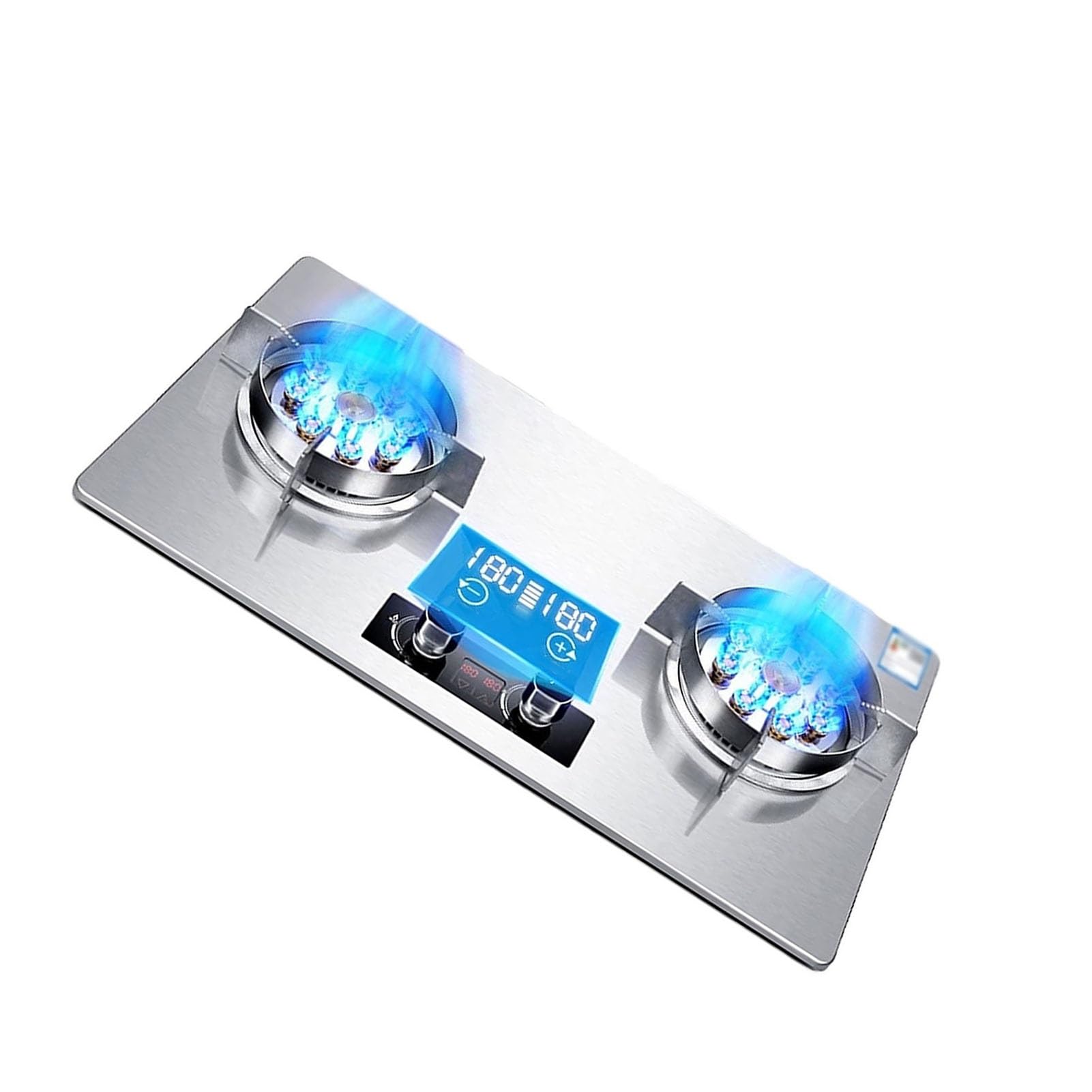 THEGA Cocina De Gas De 7,2 KW, Placa De Sobremesa Independiente De 2 Quemadores, Temporizador De 180 Minutos, con Encendido Automático, Ideal para Cocina(LPG)