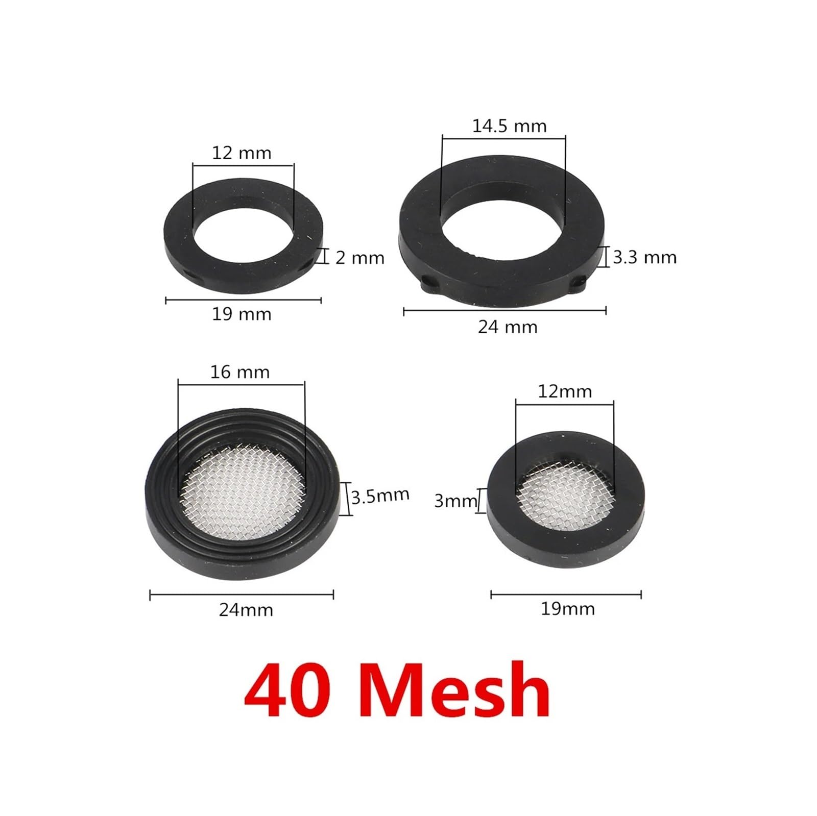 6 Stück Gummidichtungen Mit 40 Mesh Netzfilter Wasserschlauch Dichtung O-Ring Unterlegscheiben Duschkopf Einlassrohr Wasserhahn Ersatzteil(24mm Filter)