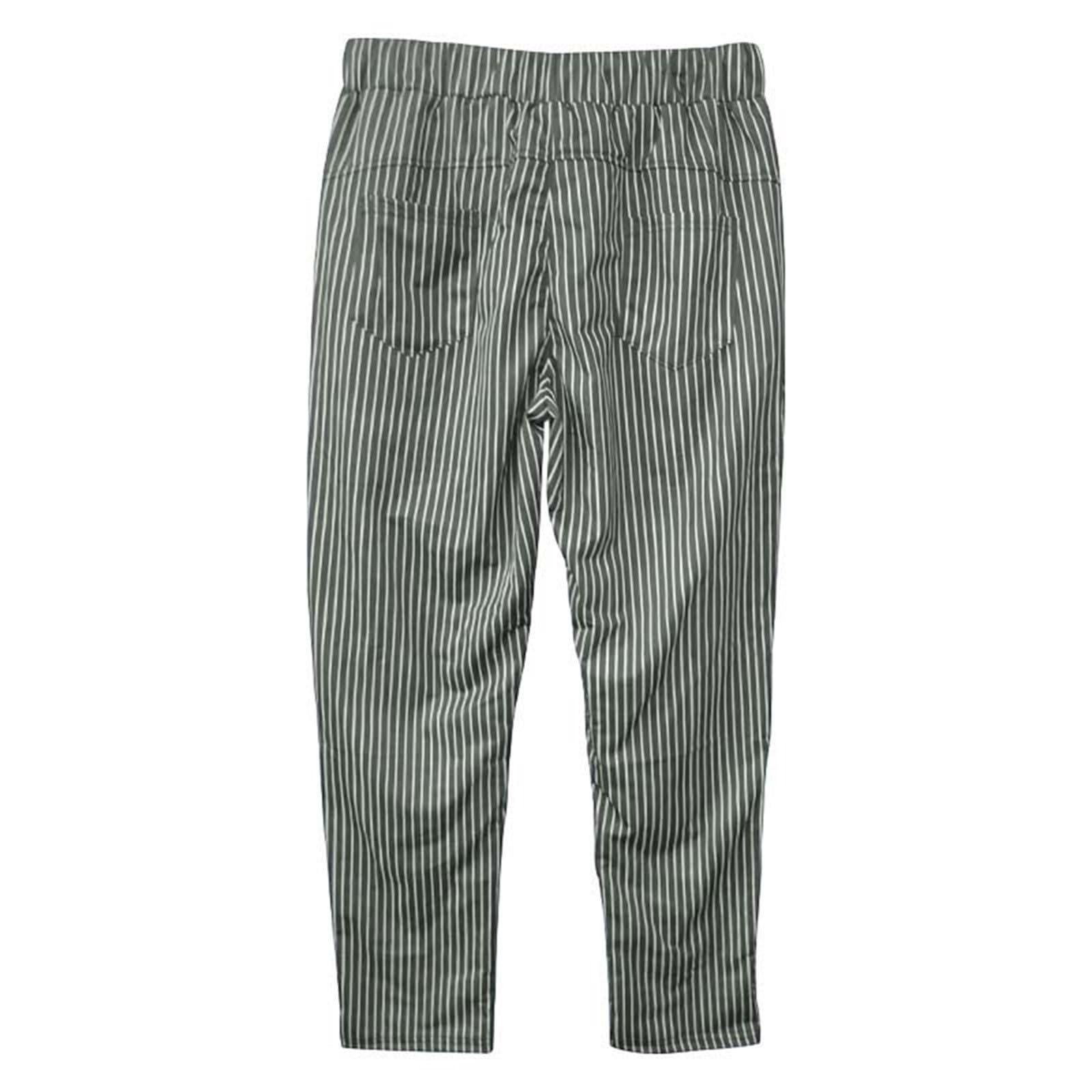 Pantalones chinos para hombre, a rayas, pantalones chinos con elástico, pantalones ajustados, pantalones de tela para hombre, pantalones de lino con cordón, ligeros, pantalones de verano, pantalones