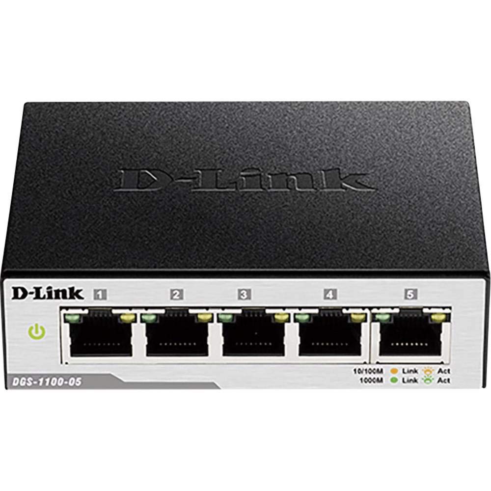 D-Link DGS-1100-05 5-portowy Gigabit Smart Switch (10/100/1000 Mbit/s, bez wentylatora, metalowa obudowa)