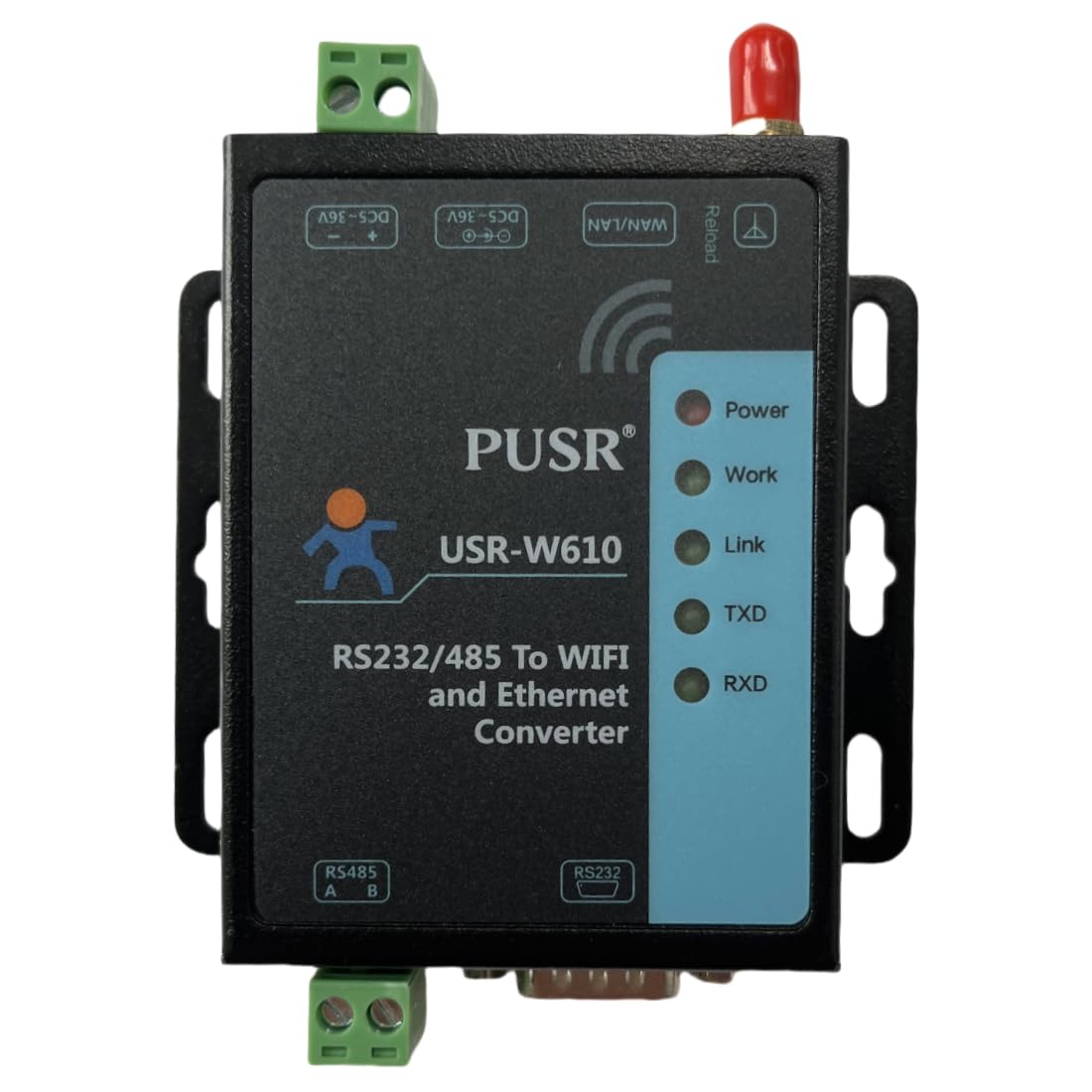 USR-W610 Convertisseur sans fil Serial to WiFi Ethernet Convertisseur RS485/RS232 WiFi Serial Server Support Modbus Gateway Réalisez des données série et paquet de données TCP/IP Transmission