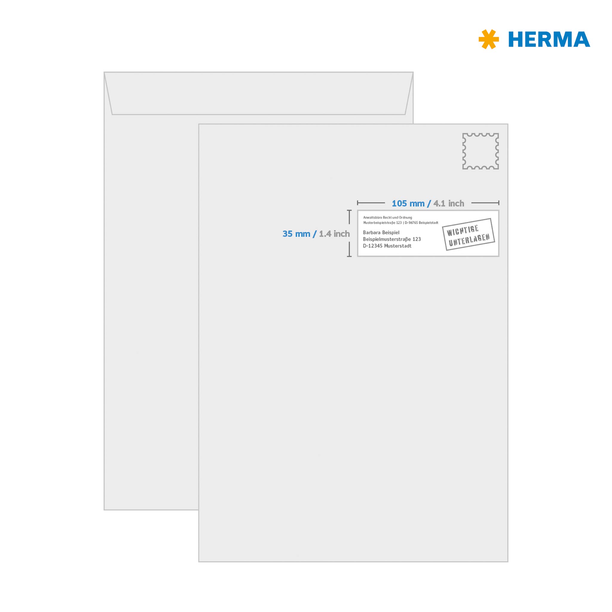 HERMA 4427 Adressetiketten, 100 Blatt, 105 x 35 mm, 16 pro A4 Bogen, 1600 Stück, selbstklebend, bedruckbar, matt, blanko Papier Adressaufkleber Etiketten, weiß
