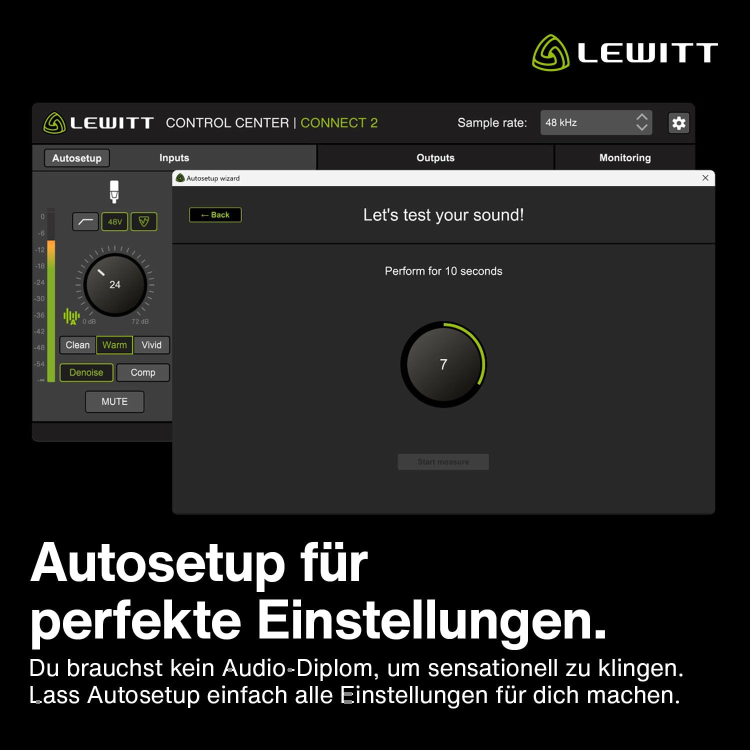 CONNECT 2 - Das benutzerfreundlichste Audio-Interface mit XLR- und Hi-Z-Eingang - Sensationeller Sound mit nur wenigen Klicks - Autosetup, Clipguard, Compressor, Denoiser - 3 Preamp-Sounds