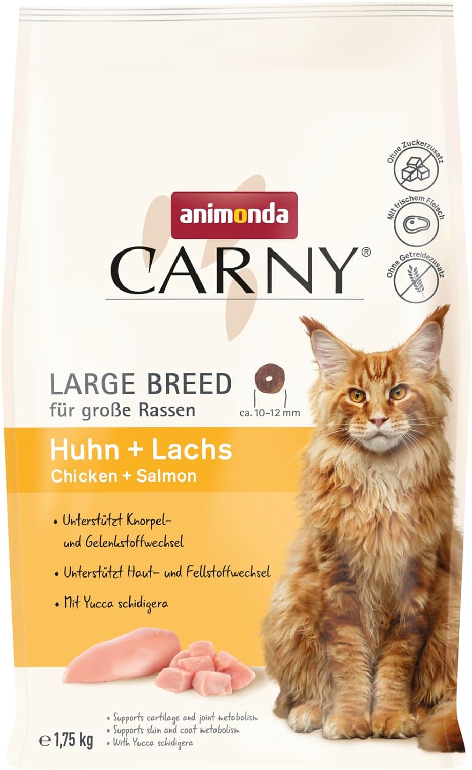 animonda Carny Cat Trockenfutter Huhn + Lachs (1 x 1,75 kg), Trockenfutter für große Katzenrassen ohne Zucker und Getreide, mit viel frischem Fleisch und Fisch animonda Carny Cat Trockenfutter Huhn + Lachs (1 x 1,75 kg), Trockenfutter für große Katzenrassen ohne Zucker und Getreide, mit viel frischem Fleisch und Fisch
