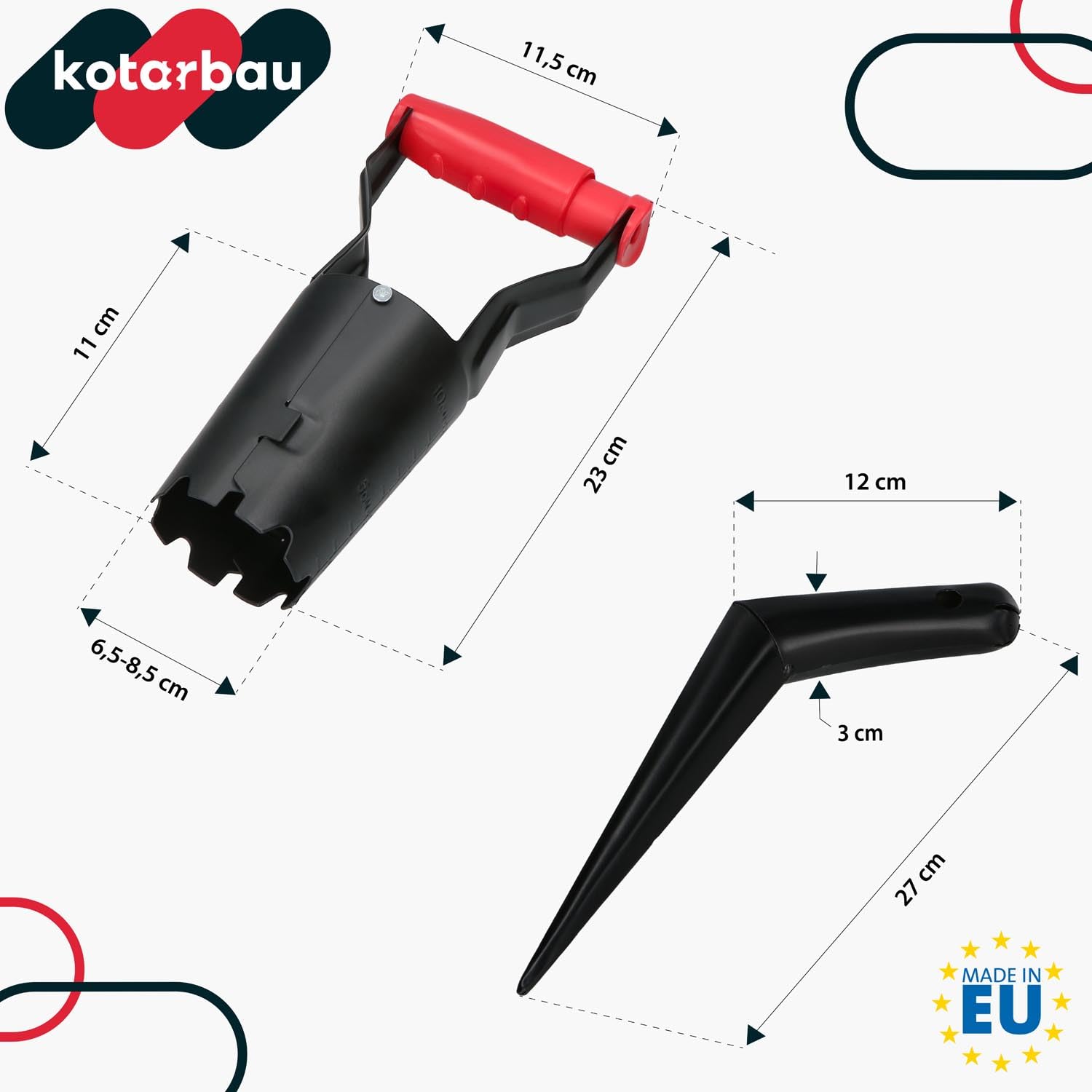 KOTARBAU® Piantabulbi - 23 cm - Piantabulbi - Puntale - Acciaio verniciato a polvere - Ausilio per la piantagione - Per piantare bulbi - Nero - Accessori da giardino - Trapano per buche