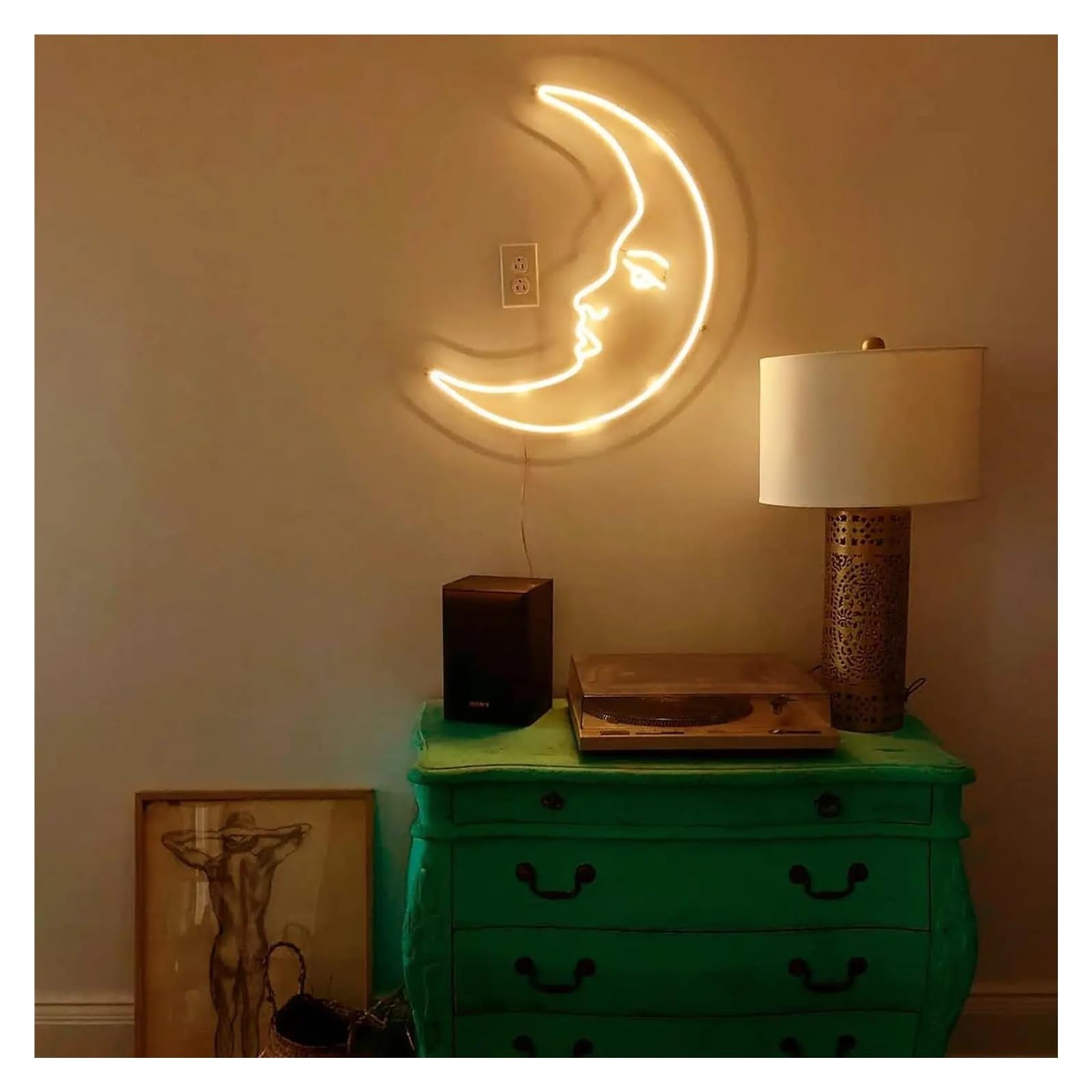 LED néon signe Panneau Lumineux LED En Forme De Visage De Lune Décoration Murale Veilleuse USB Pour Chambre À Coucher Maison Bar Fêtes Illuminé