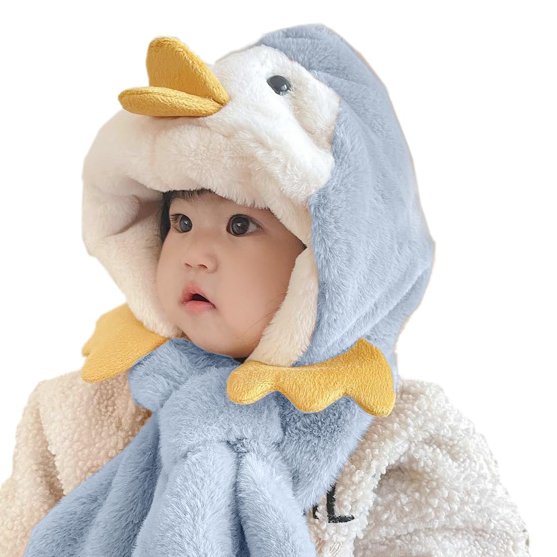 BabyMoon Duck Winter Fleece Soft Cap with Scarf | Blue-image-3