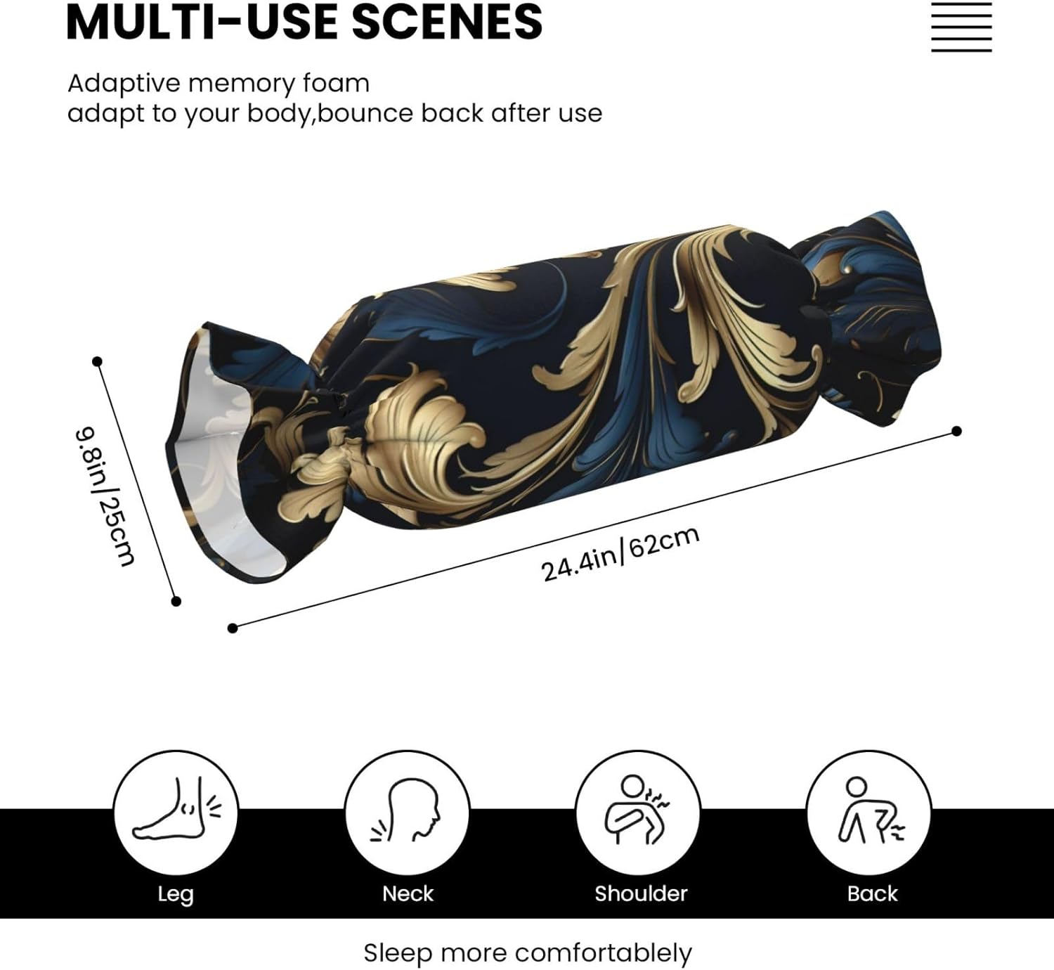 Damask Pattern Print Candy Cylindrical Comfortable Pillow Throw Pillows Home Decor Easy Maintenance