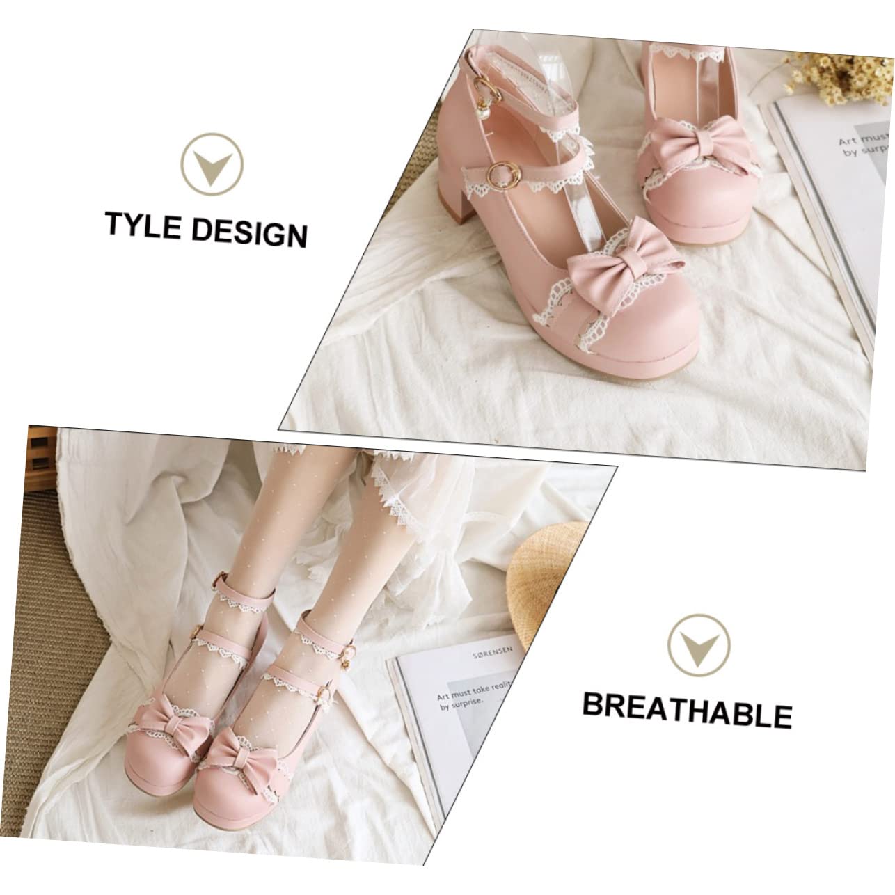 Homoyoyo Scarpe da Lolita Scarpe Donne Scarpe da Donna Scarpe Uniformi JK Scarpe Cosplay Scarpe Rotonde Scarpe Pesanti del Tallone Scarpe Casual per Studenti Suola: Gomma Nero