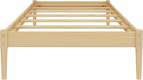 Miniatura 7 de DHP Lorriana - Marco de cama con plataforma de madera maciza de pino de 14 pulgadas, tamaño individual, color natural