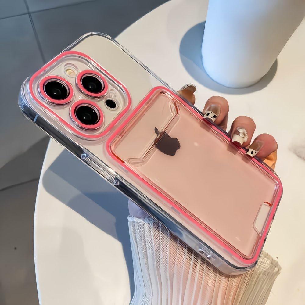 Coque iPhone 11 silicone souple rose fluo etui portefeuille transparent - 8