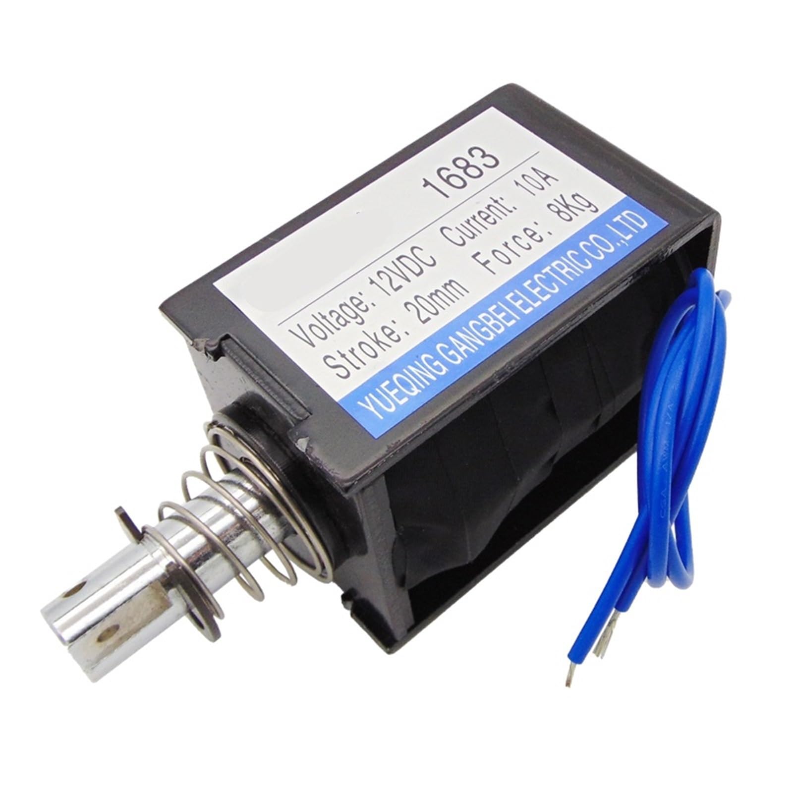 Électroaimant linéaire traction 12V 24V solénoïde 8kg course 20mm 1683
