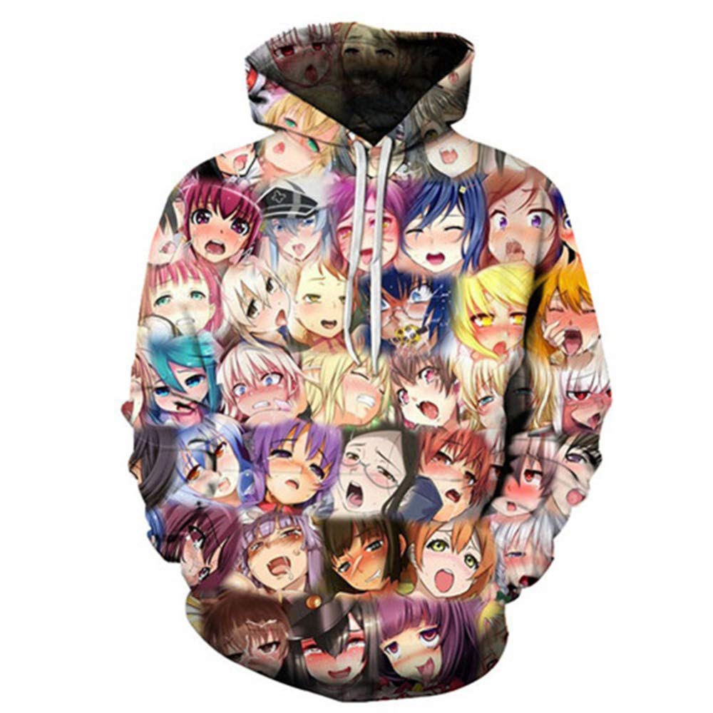 WTZFHF Fashion 3D Hoodie Sports Pullover Hooded Sweater Color Manga Pattern Cartoon Anime Print Pullover Hooded Sweater