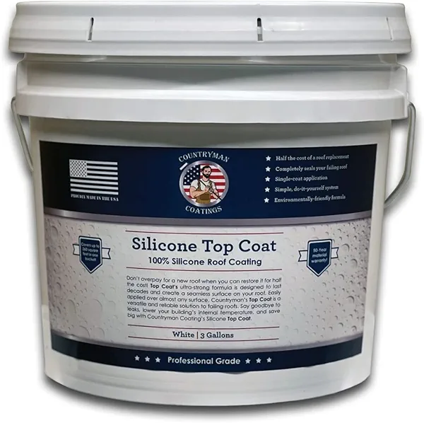 Countryman Coatings - 100% Silicone Roof Coating - Restore Your Roof in a Day - Seal Leaks, Cracks, Seams, Penetrations - Adheres to All Surfaces (3 Gallon, White)