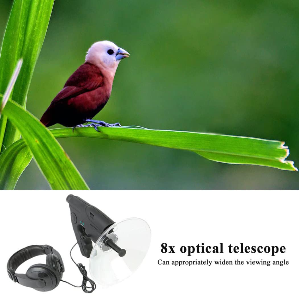 Dispositivo di ascolto parabolico 8X Microfono parabolico Monoculare HD Birds Watching e ascolto Dispositivo amplificatore audio per registrazione di uccelli Osservazione, parabola
