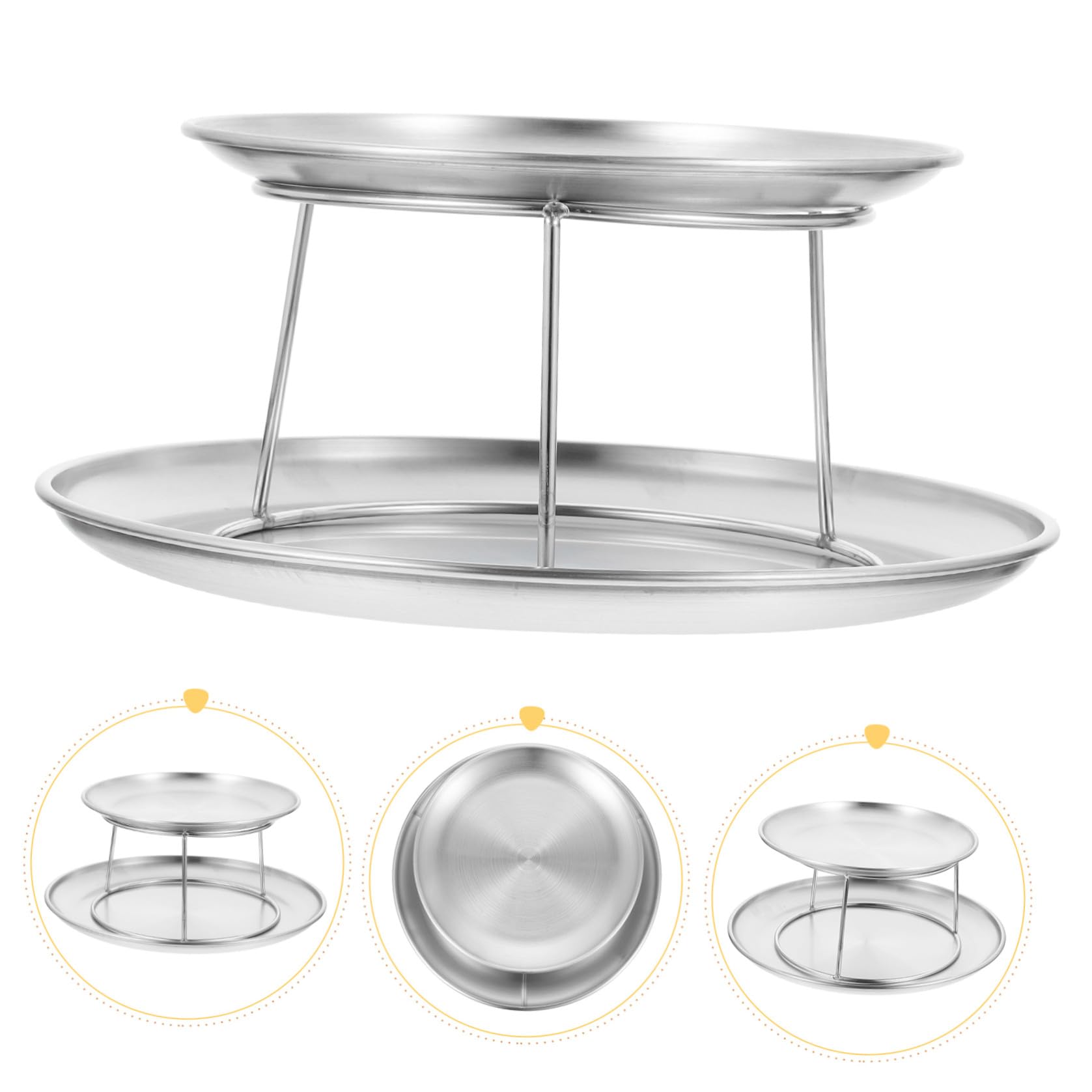 BESPORTBLE Set Vassoi per Esposizione Alimenti in Acciaio Inox Resistente All’Usura Alzata per Torte e Piatti da Portata Multiuso per Feste e Buffet Supporto per Dolci e Snack Elegante e