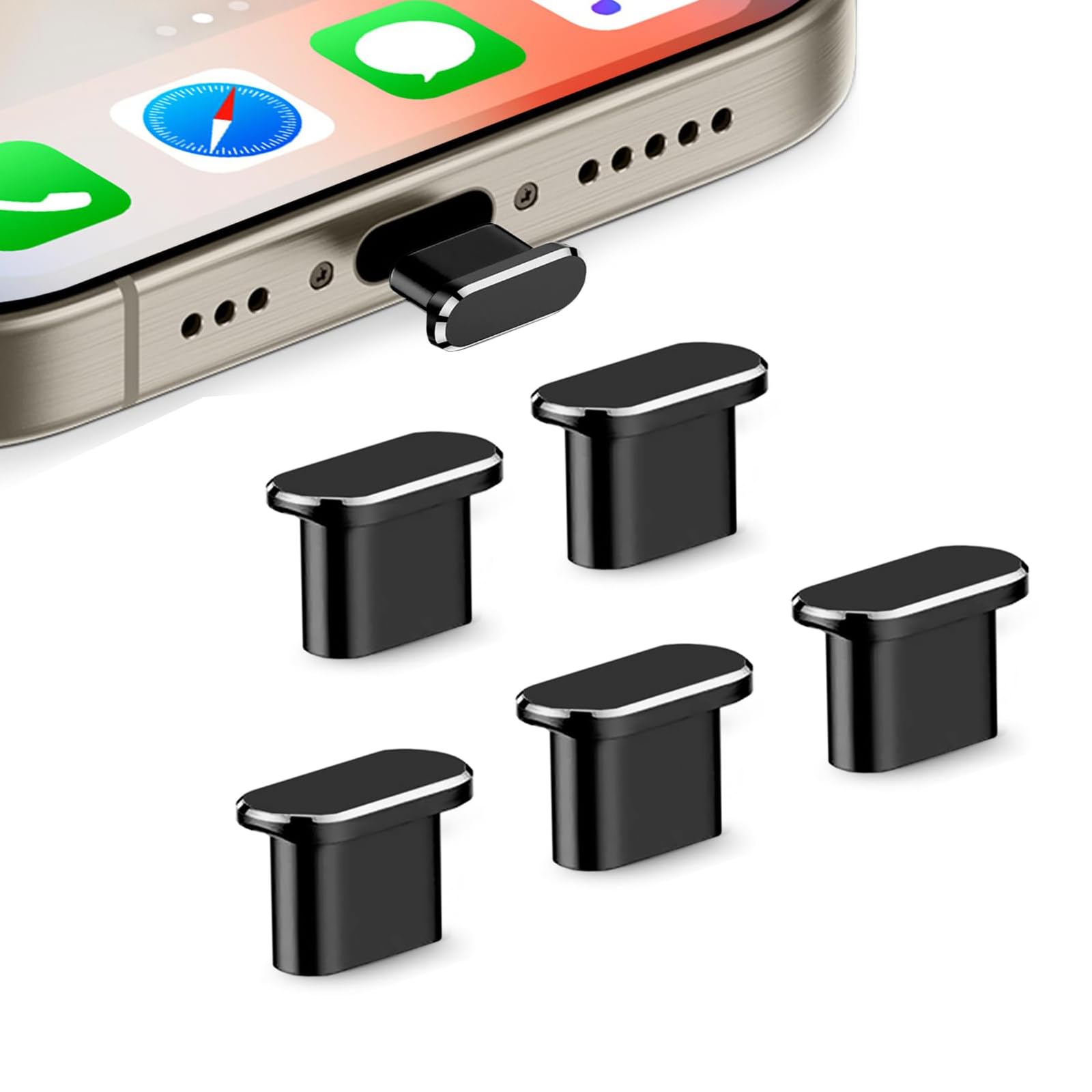 【2025新版】 USB-C キャップ 防塵保護 タイプc キャップ 【5個入り】 iPhone 17/16/15 Plus Pro Max用 usb c キャップ アルミ製 超耐久性 防塵 防砂 充電穴 端子 カバー タイプc カバー iPhone15/16/17シリーズ用 ブラック