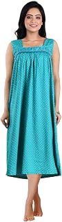 Piyali's Creation Women's Blue Polka Dot Comfortable Sleeveless Nighty Price In India