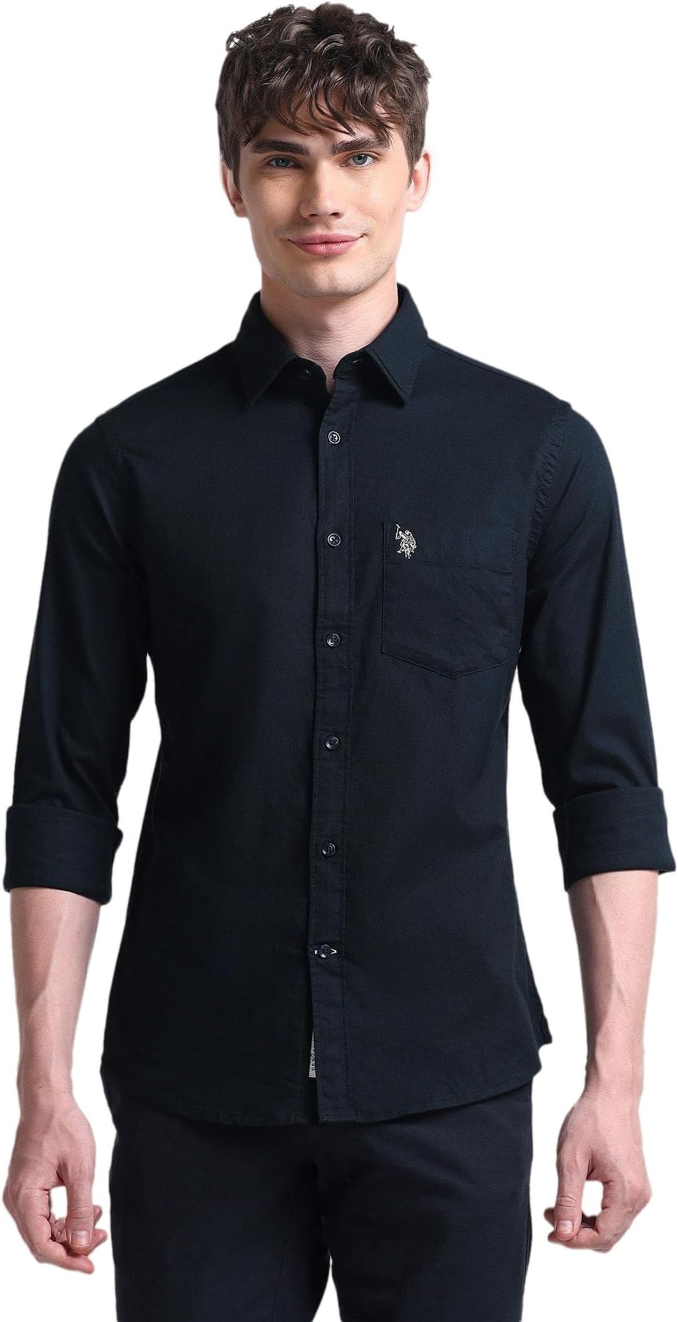 U.S. POLO ASSN.Men's Solid Cotton Dobby Tailored Fit Shirt