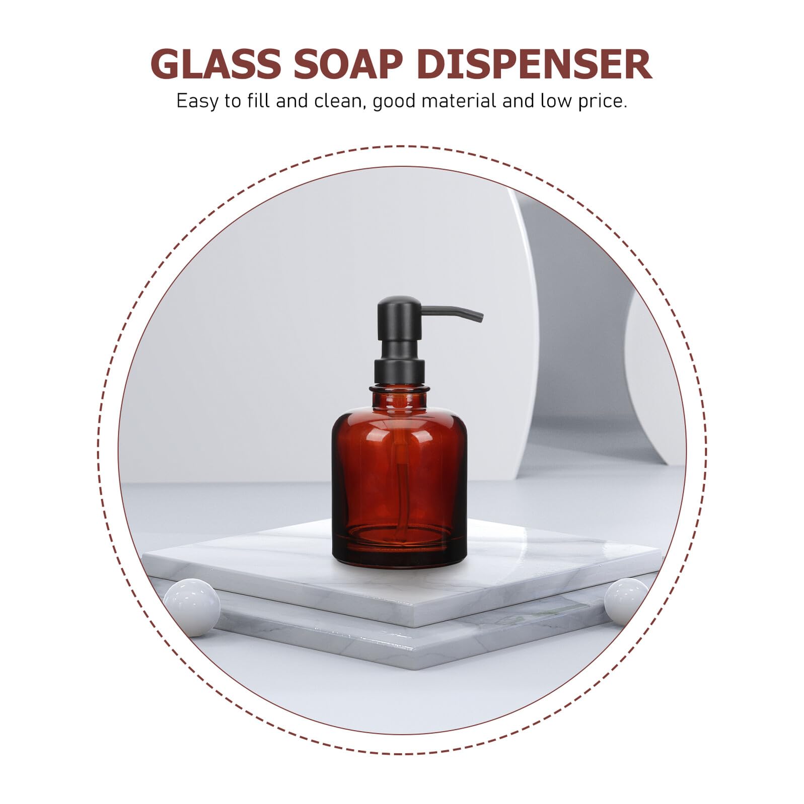 Baluue Flacone Con Pompa Per Shampoo in Vetro Ambrato Dispenser Per Sapone Vuoto Facile Da Premere Ricaricabile Per Uso Domestico e Alberghiero