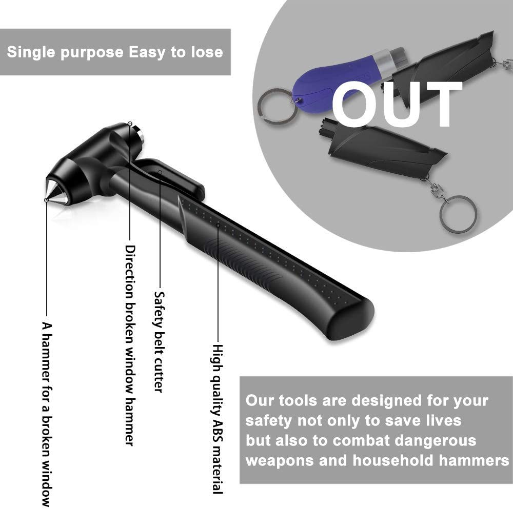 Marteau De Sécurité 4 En 1 VBESTLIFE - Brise-vitre, Coupe-ceinture Et Lampe Torche