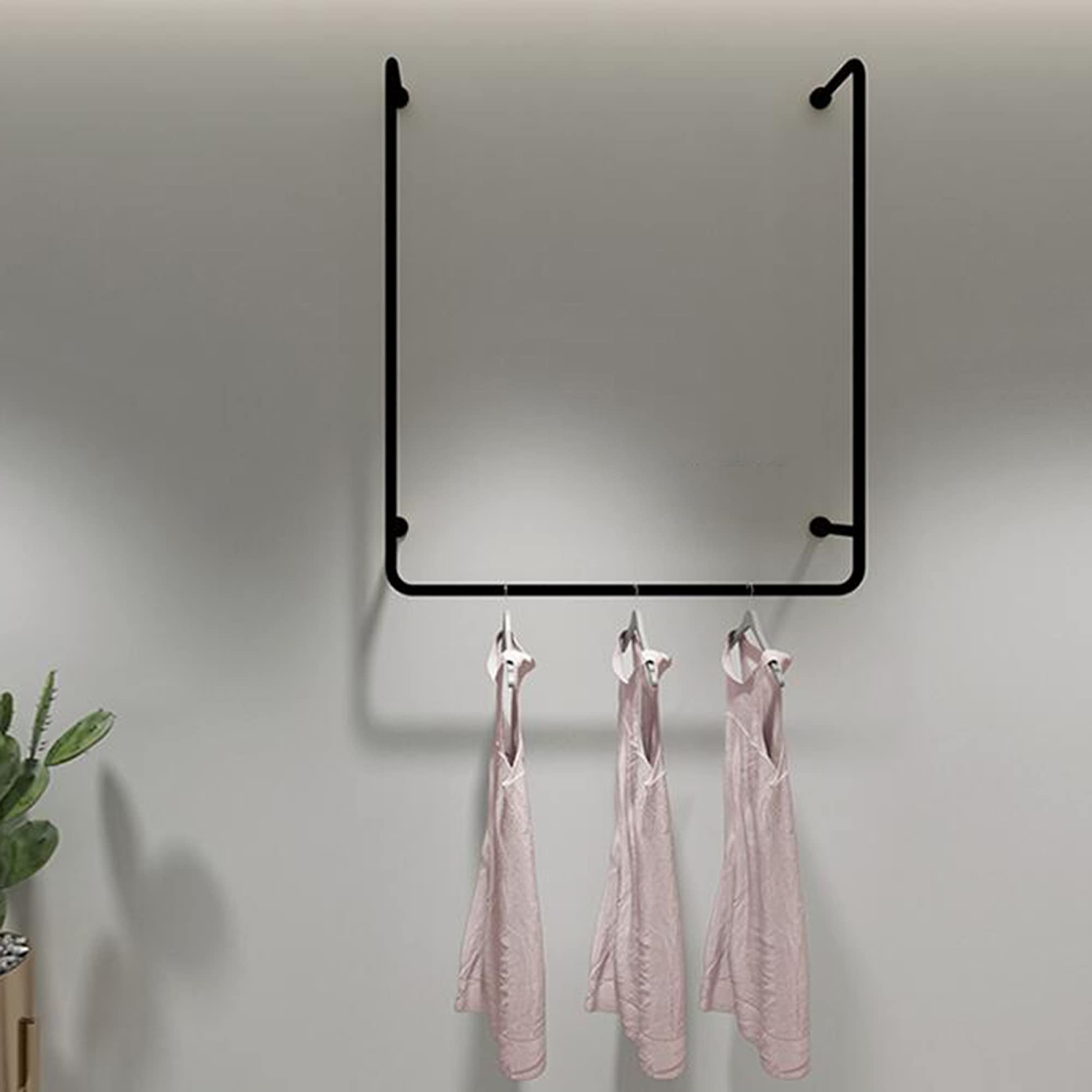 Appendiabiti da parete in ferro industriale a forma di tubo di ferro, salvaspazio, per appendere indumenti, design nero, 150 x 120 cm, per uso domestico e al dettaglio