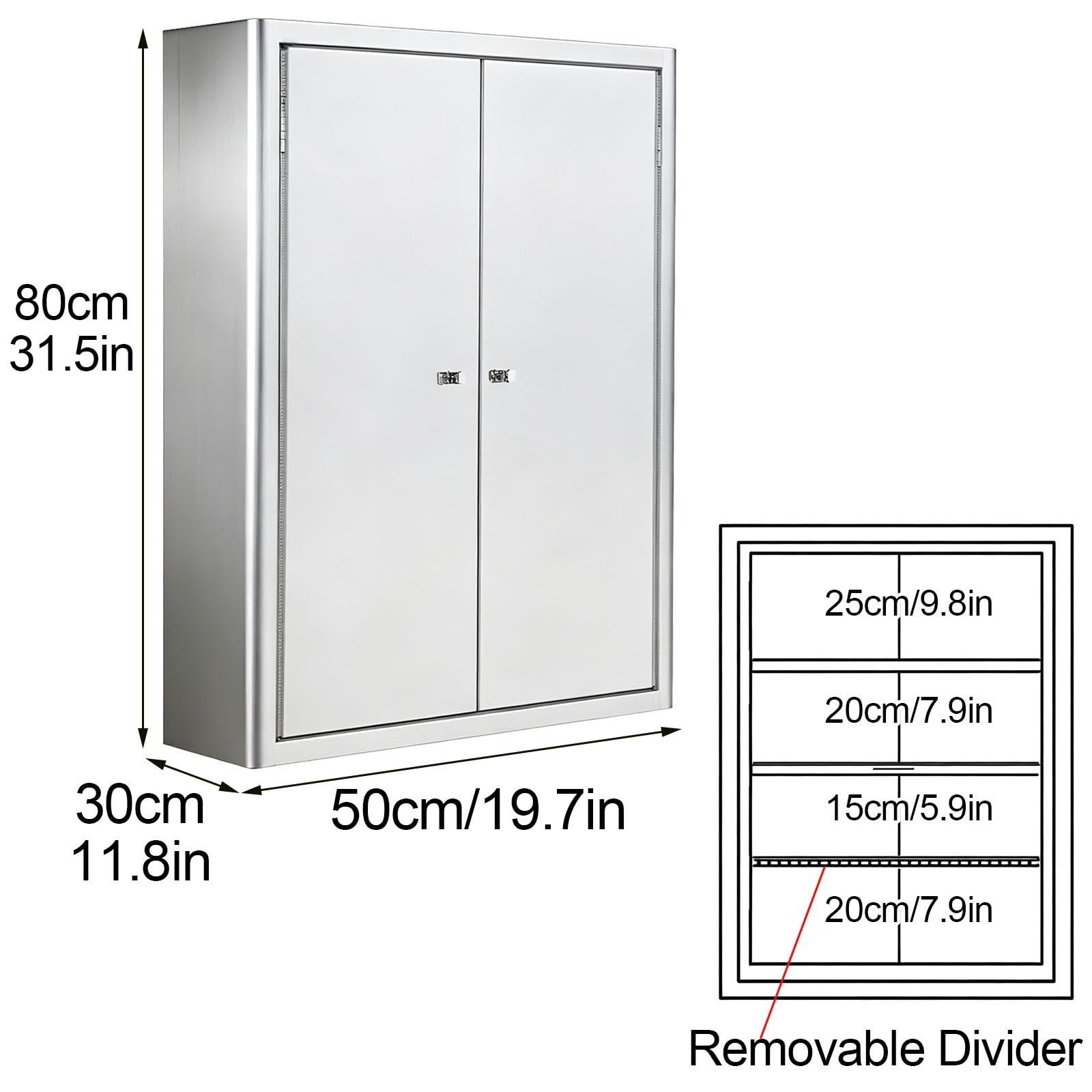Multi-Use Stainless Steel Wall Cabinet, Large Capacity Metal Organizer